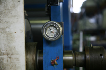 factory shop production of polyethylene film mechanisms machine tools lifting mechanism wires hoses switches pressure gauges pressure temperature molten mass work place enterprise