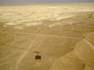 Masada, Israel, Landscape from the cableway of Masada - ancient fortress in the south-west coast of the Dead Sea in Israel.