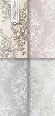 Baroque ornament set collection Vector. Imperial Royal victorian backgrounds. Trendy color fabric textures