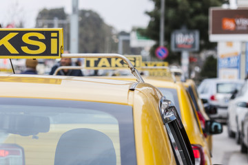 Line of taxi in Izmir (Turkey)
