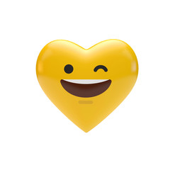 Emoji emoticon character heart shape. 3D Rendering