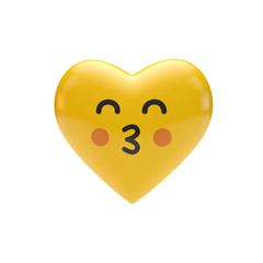 Emoji emoticon character heart shape. 3D Rendering