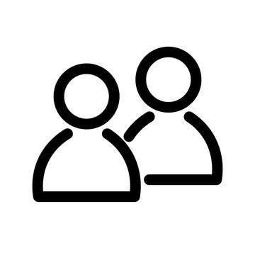 Two people icon. Symbol of group or pair of persons, friends, contacts, users. Outline modern design element. Simple black flat vector sign with rounded corners.