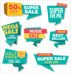 Modern origami sale stickers and tags collection