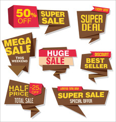 Modern origami sale stickers and tags collection