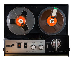 Tape recorder on white background