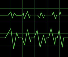 Naklejka premium vector illustration of green heart line cardiogram