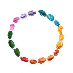 Isolated colorful circle made of dried flower leaves. Perfect for postcard on Valentine day