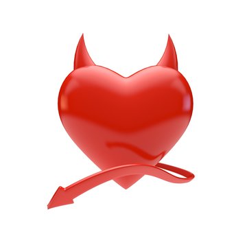 Red devil heart with tail. 3D Rendering