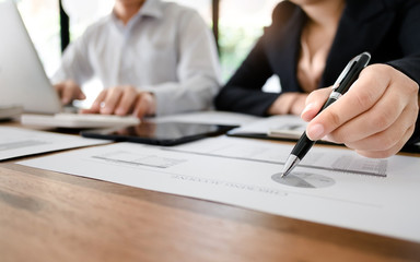 two young business partner consultant working on data resource valuation investment