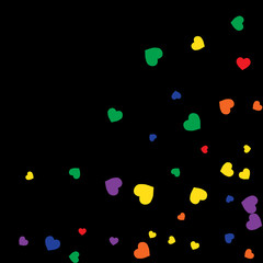 Vector Confetti Background Pattern.  Element of design.  Colored hearts on a black background