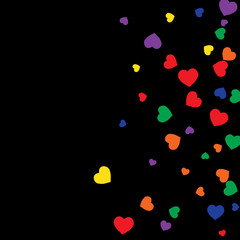 Vector Confetti Background Pattern.  Element of design.  Colored hearts on a black background