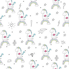 cute unicorn vector pattern