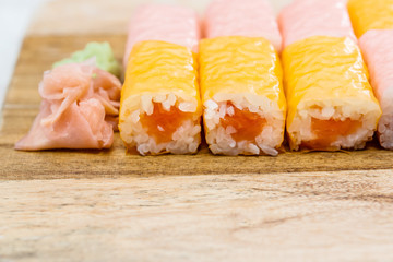 Japanese food Sushi Roll Maki of Salmon and avocado
