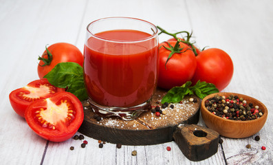 Glass with tomato juice