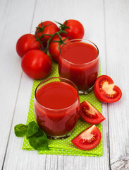 Glasses with tomato juice