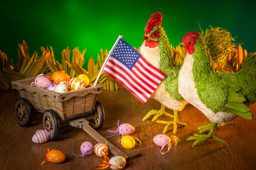 Easter holiday in America. Easter eggs USA. Ornaments of the Easter holiday in the united states of America. Religious Holidays in the USA. Easter.