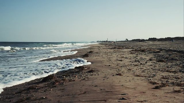 olas en la playa de Pinedo Valencia timelapse