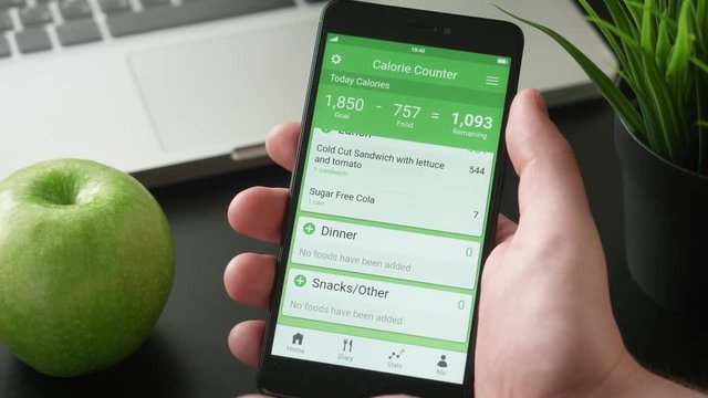 Using calorie counting app on the smartphone