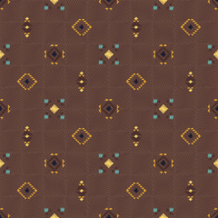 Geometric embroidery style. Ethnic seamless pattern. Abstract aztec background. Digital or wrapping paper. Good for web, print and textile design. Boho ornament vector.
