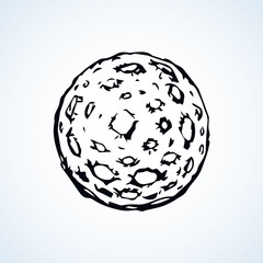 Moon with craters. Vector drawing