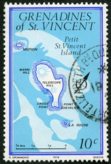 GRENADINES OF SAINT VINCENT - 1976: shows Map of Petit Island