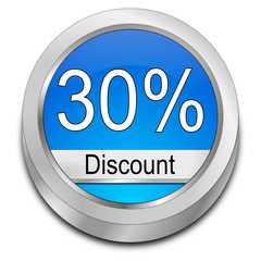 30% Discount button - 3D illustration