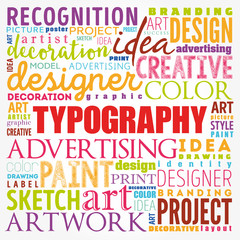 TYPOGRAPHY word cloud collage, creative business concept background
