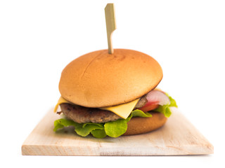 Hamburger with lettuce and cheese