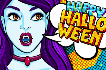 Vampire girl and Happy Halloween Message