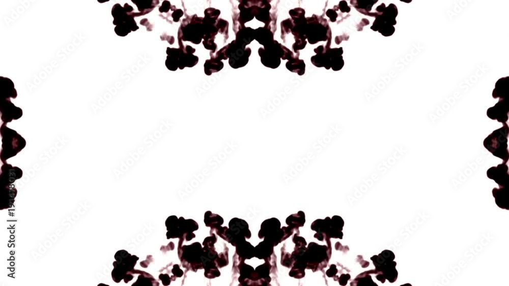 Poster dark red ink on white background, the effect of a kolleidoscope on the ink.. as an alpha channel use