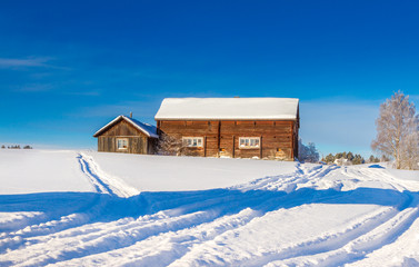 House in the snow in Sweden