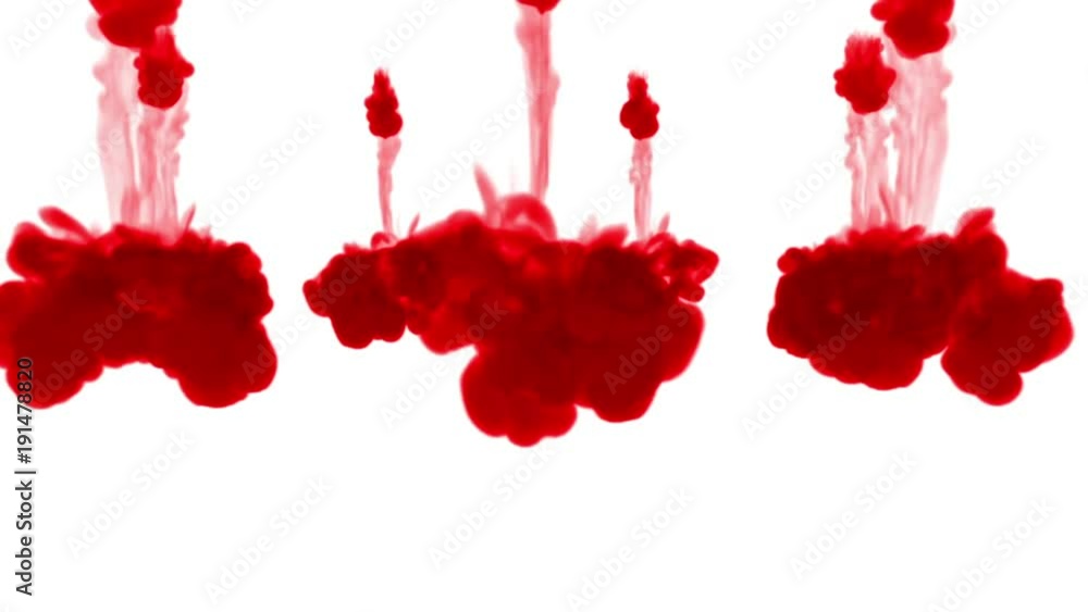 Poster powerful streams of dark red ink are dissolved in water from top to bottom in a circle. as an alpha 