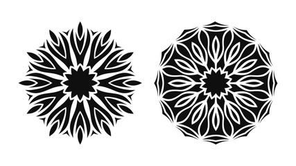 Set of two vector mandalas. Tattoo floral patterns.