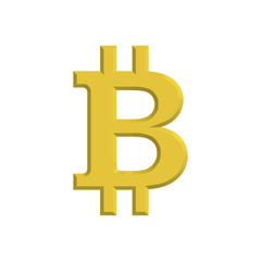 Bitcoin gold 3d effect sign.