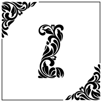 The letter Z. Decorative Font with swirls and floral elements. Vintage style