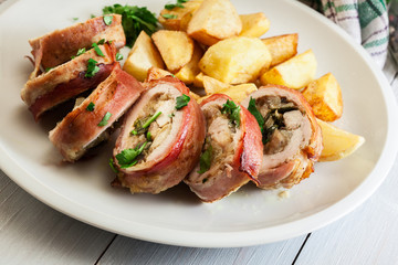 Chicken breast stuffed with champignon