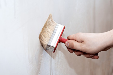 Priming of the wall with a brush