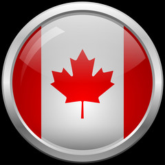Canadian flag glass button vector illustration