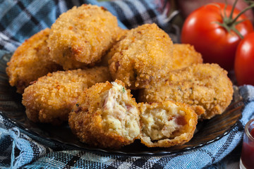 Homemade croquettes of jamon ham
