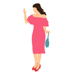 isolated isometric girl dancing, flat style, fun