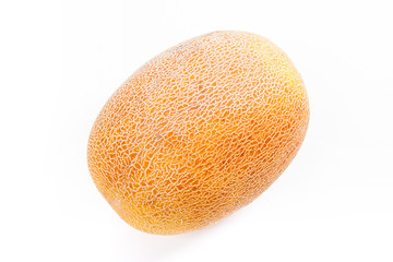 Whole honeydew melon tropical fruit isolated on a white background.