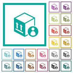 Package recipient flat color icons with quadrant frames