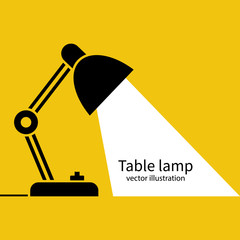 Table office lamp. Desktop electric. Vector illustration flat design. Isolated on white background. Silhouette lamp. Electrical bulb.