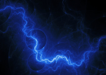 Blue plasma lightning, electrical storm abstract