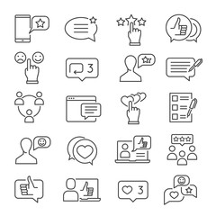 Feedback line icon set