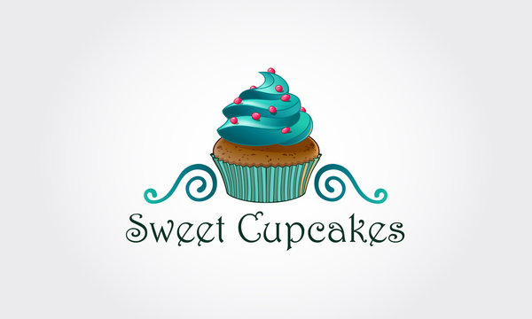Sweet Cupcakes Vector Logo Template. Bakery Cupcakes Logo is a combined with vintage and modern style that you can use on Logos, on bakery labels, coffee and cupcake shops, bar and other places.