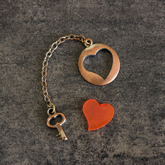  Key to the heart as a symbol of love.  Valentine's Day concept.
