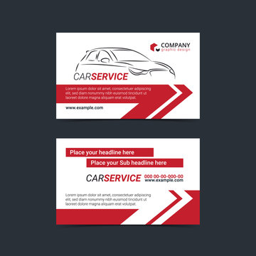 Automotive Service Business Cards Layout Templates. Create Your Own Business Cards. Mockup Vector Illustration.