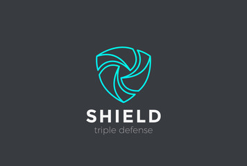Shield Teamwork protect defense Logo design vector Linear style